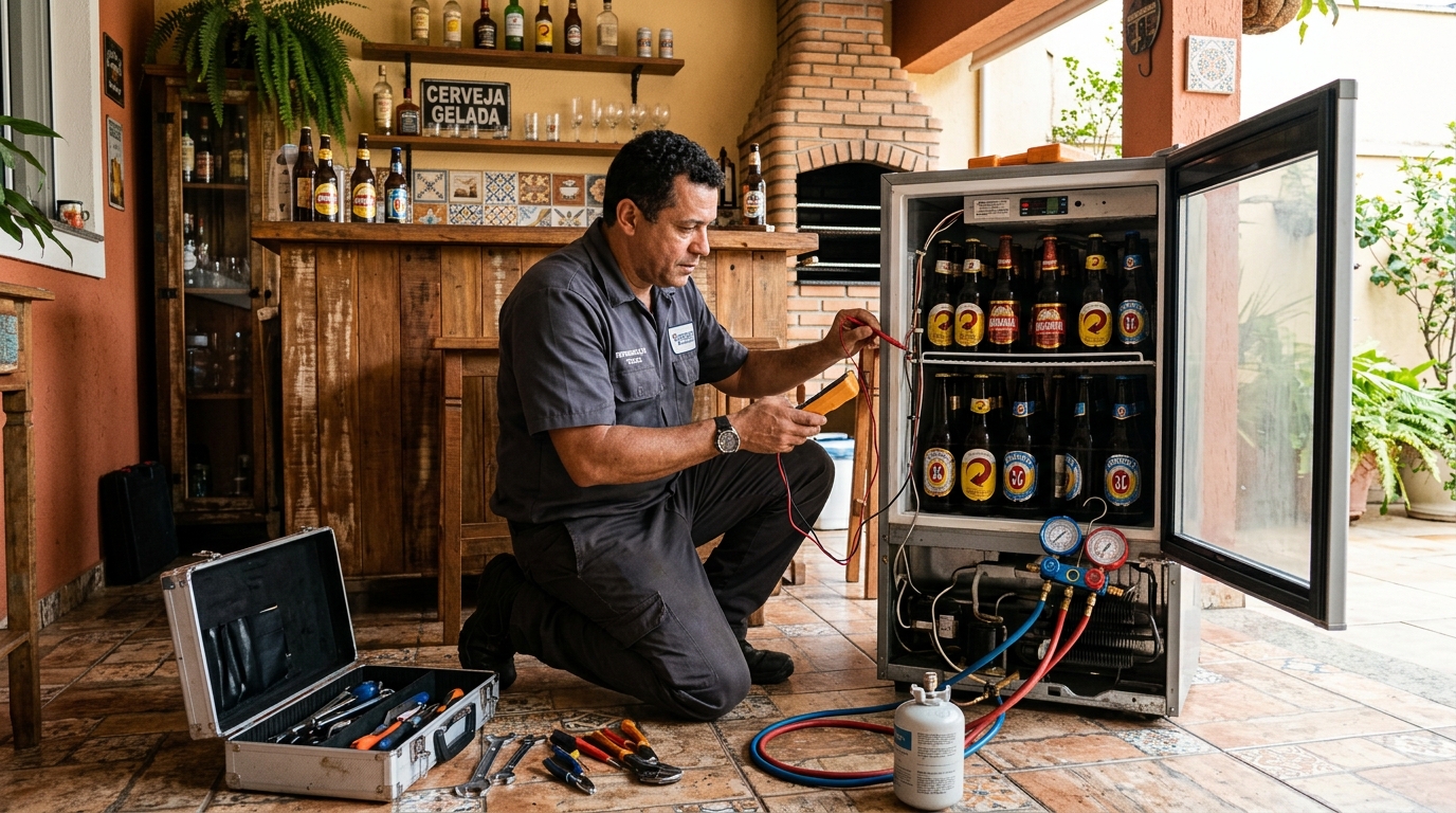 Recarga de gás refrigerante em cervejeira em atendimento em Campo Grande‑MS