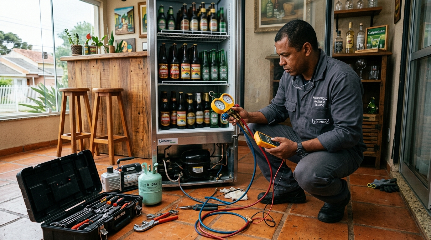 Técnico de conserto de cervejeira em residência em Campo Grande‑MS